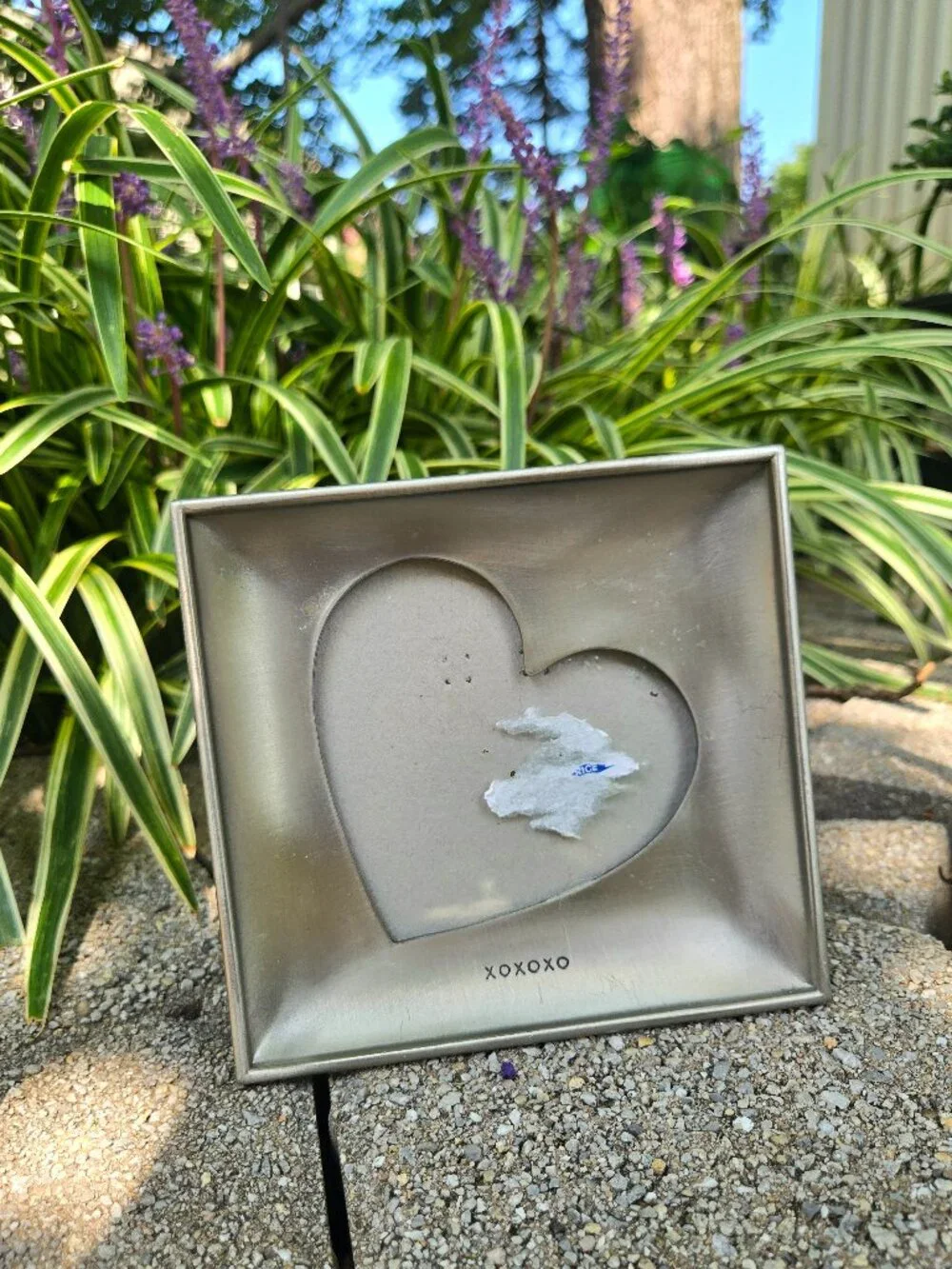 Modern Brushed Silver Square Picture Frame with Heart Shaped Window